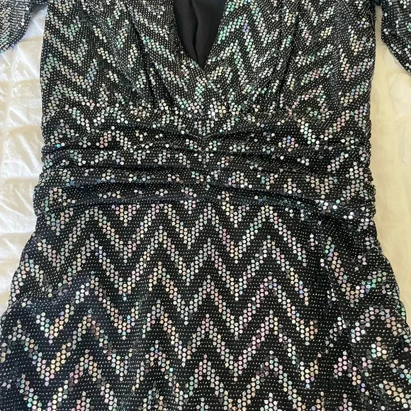 Ba&sh metallic chevron robe Flavie embellished mini dress - Picture 6 of 16